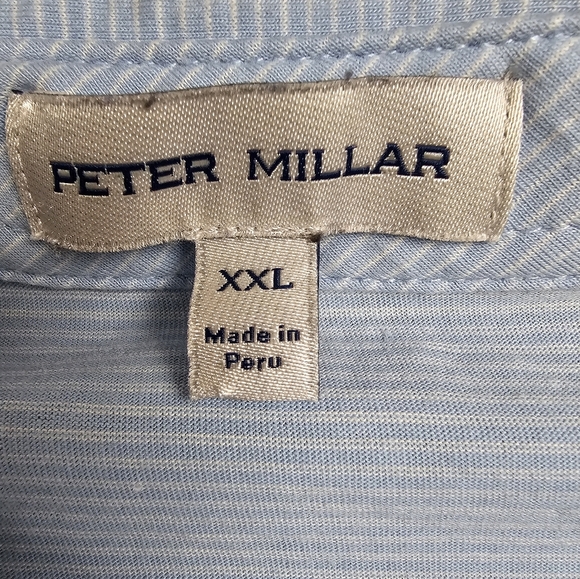 Big and Tall Peter Millar Striped Polo Shirt Light Blue XXL - Picture 3 of 4